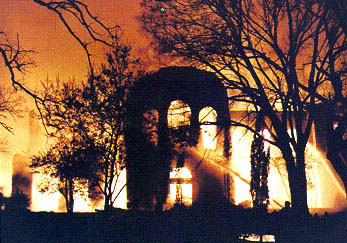 Old Main burning