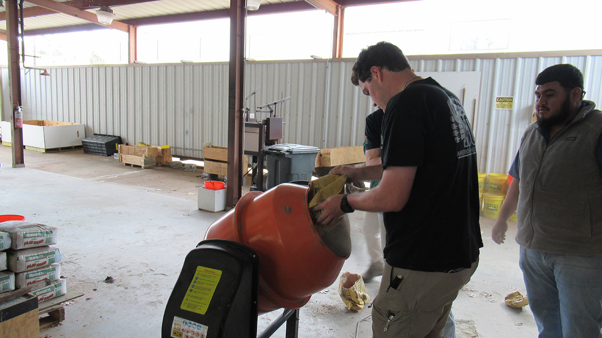 Students Mixing Concrete