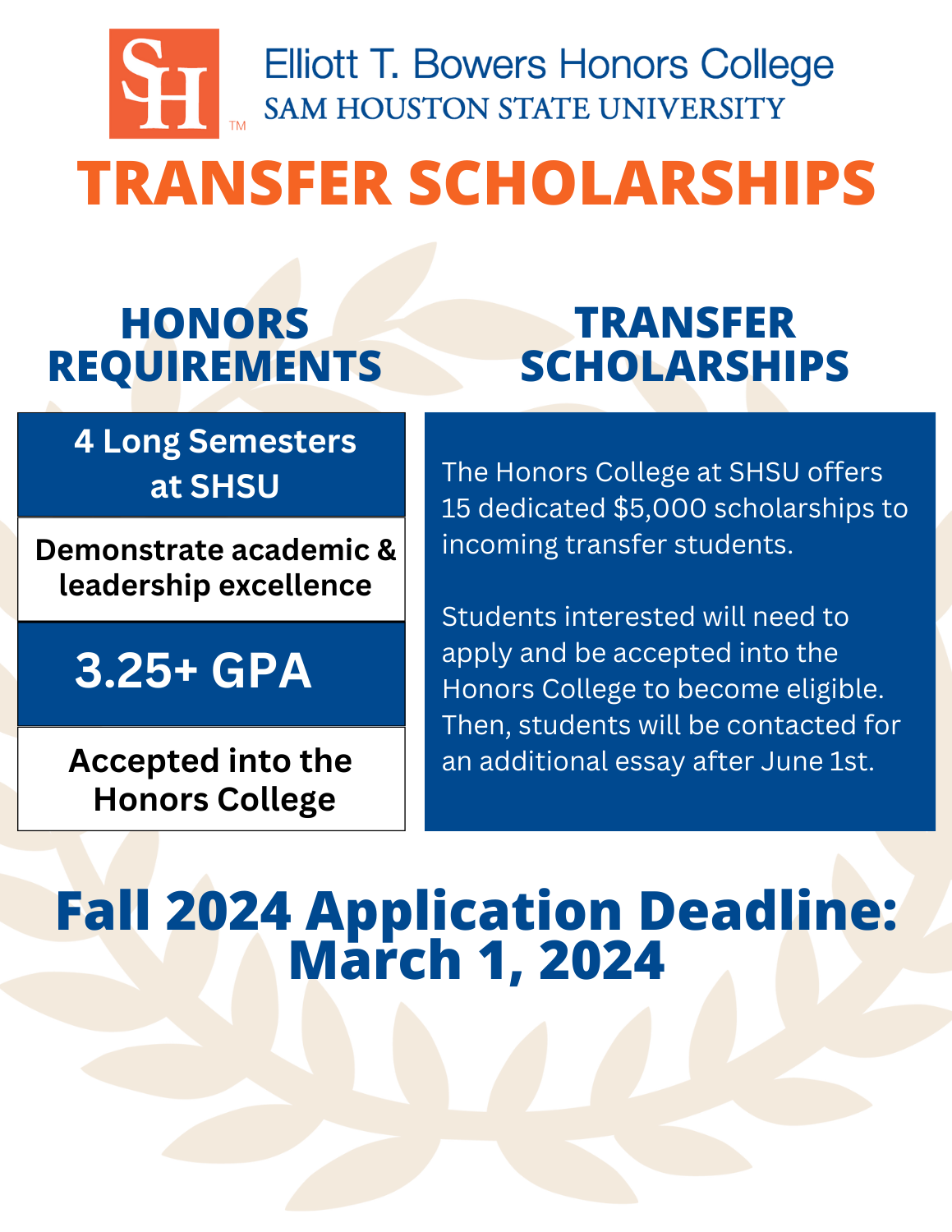 Transfer Scholarship Information 