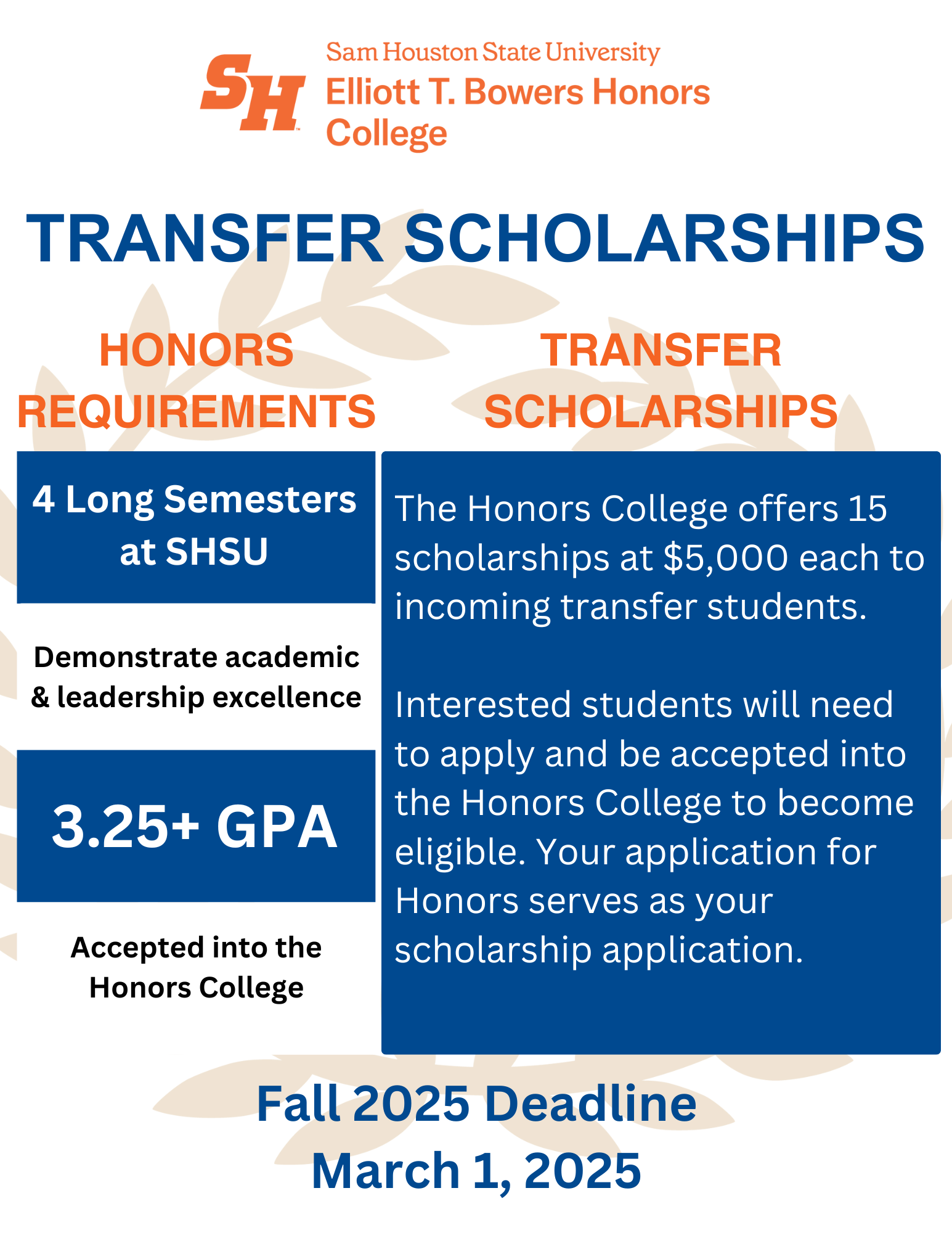 Transfer Scholarship Information 