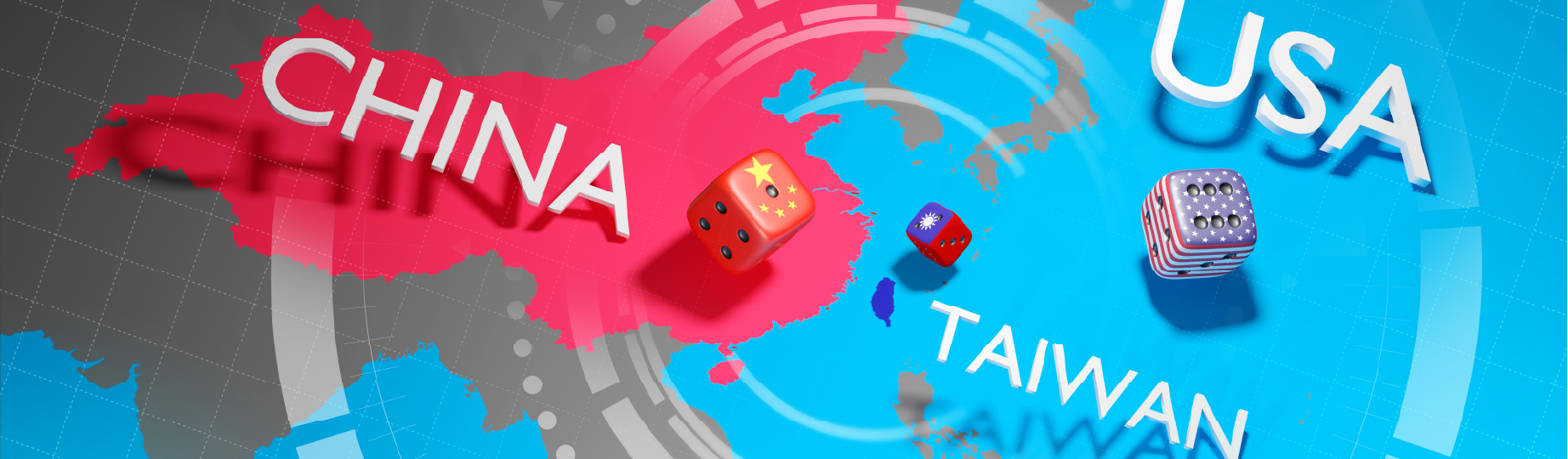 Taiwan amd China map with dice