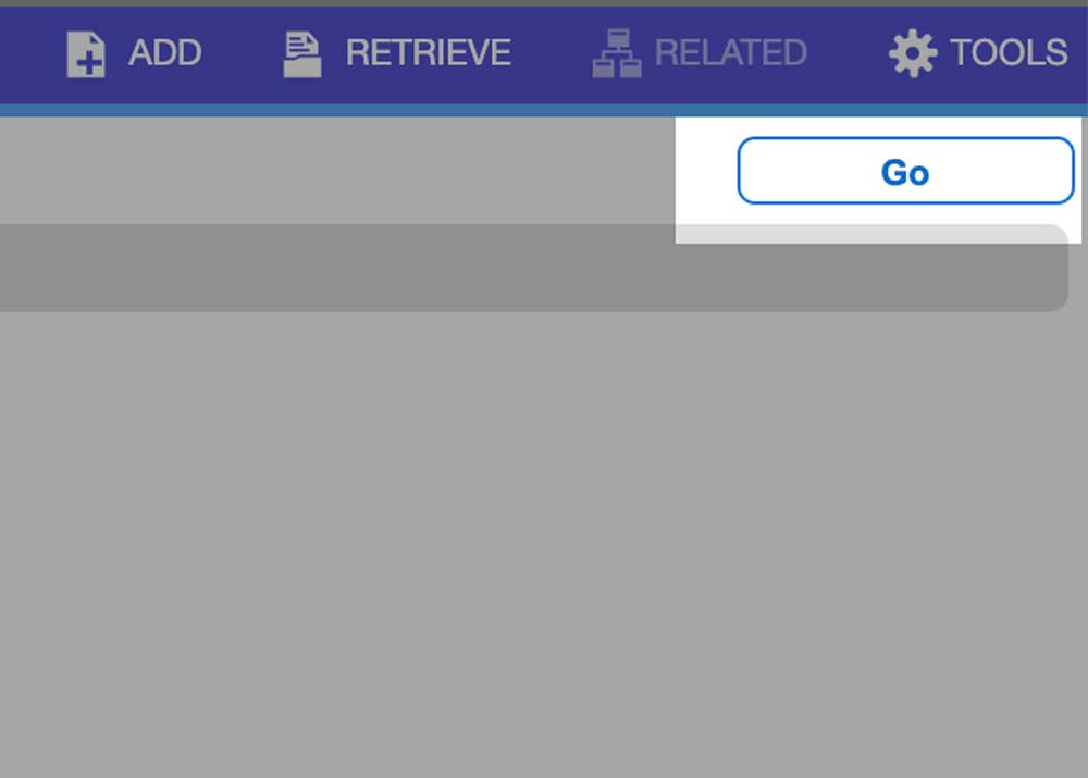 The Go button is located at the top right under the navigation menu starting with add