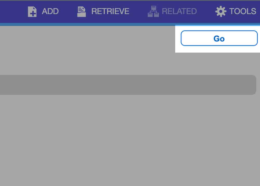 The Go button is located at the top right under the navigation menu starting with add