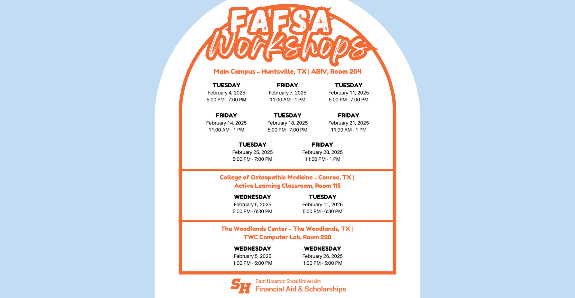 Come visit us at our FAFSA workshops!