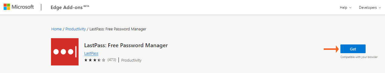 New Edge Get LastPass