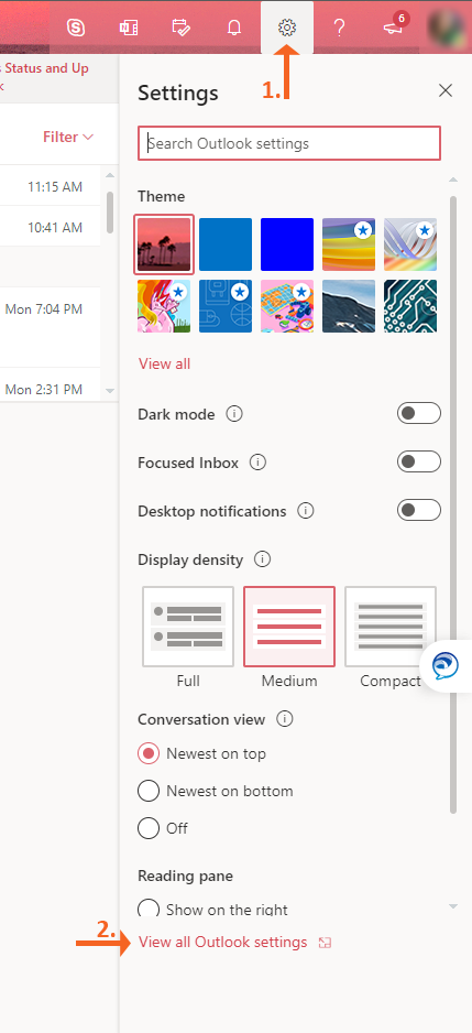 Settings Tool OWA Select Settings