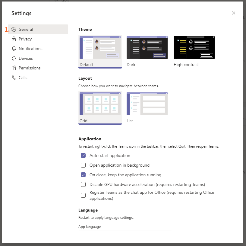 App General Settings