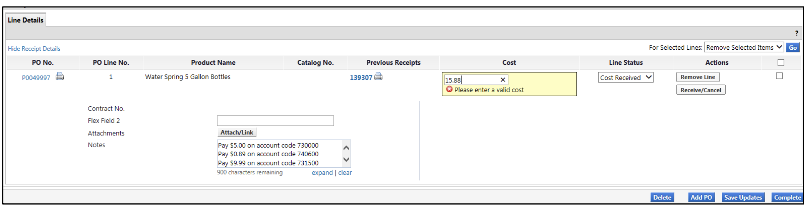 line details tab