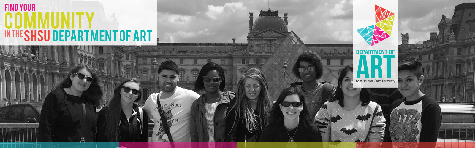 Students in front of old, large building