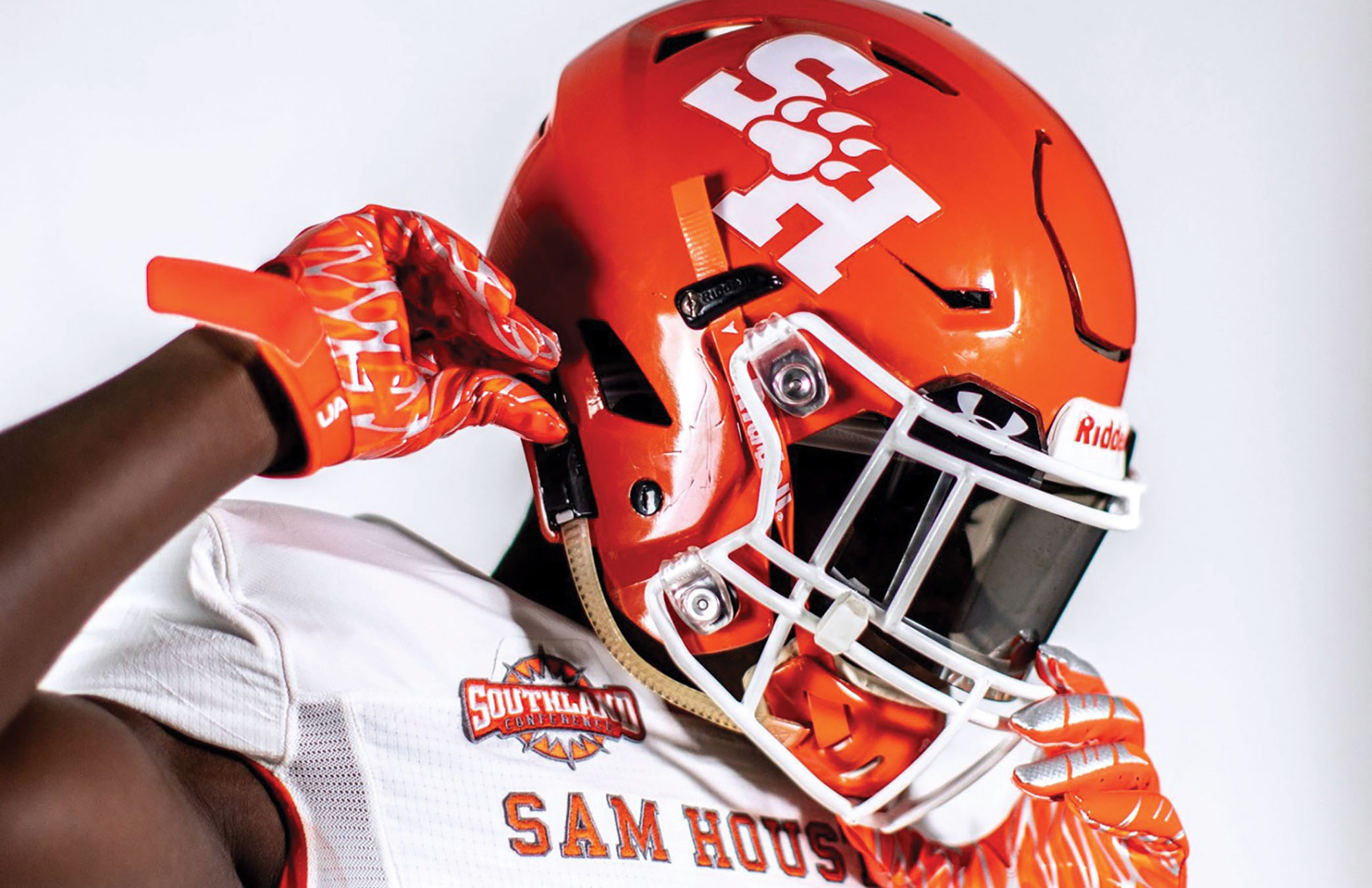 Football helmet with new SHSU Athletic logo